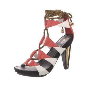 DIANE VON FURSTENBERG Leather Colorblock Pattern Pumps SZ 6.5